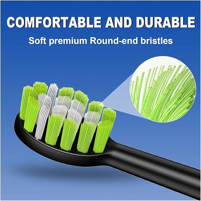 Dr.Yadent YD05 Compatible Replacement Brush Heads 4/6/8 Pcs Set Soft Bristles for Sensitive Gum Care Deep Cleaning Teeth Gap(YD05BLACK-ST-4pcs)