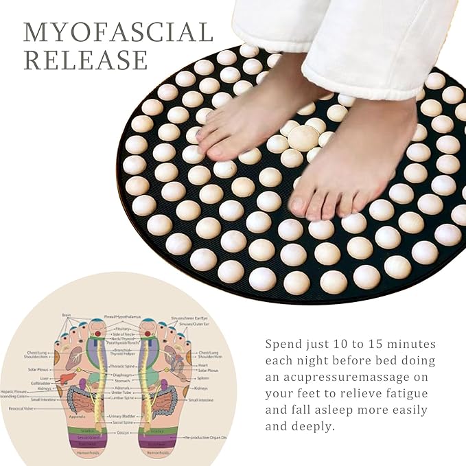 LIYAOLI Wood Foot Massager Mat - Portable Acupressure Pad for Pain Relief Foldable Pressure Point Relief Tool Home Spa Therapy Foot Massage Board Ideal Gift for Seniors