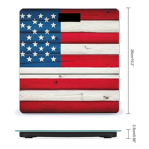 Women's Digital Bathroom Weighing Scale Automatic Switch Energy Saving Scale Smart Scale for Body Weight Vintage Wooden American Flag