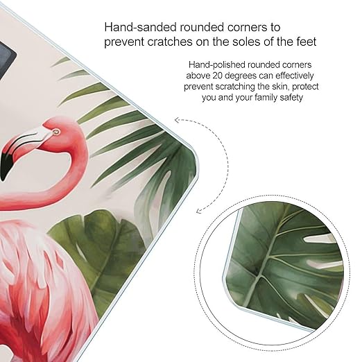 Flamingo Palm Trees Leaf Scale for Body Weight High Precision Digital Weight Scales with LCD Display Anti-Slip Sturdy Slim Tempered Glass Bathroom Scale for Home Use