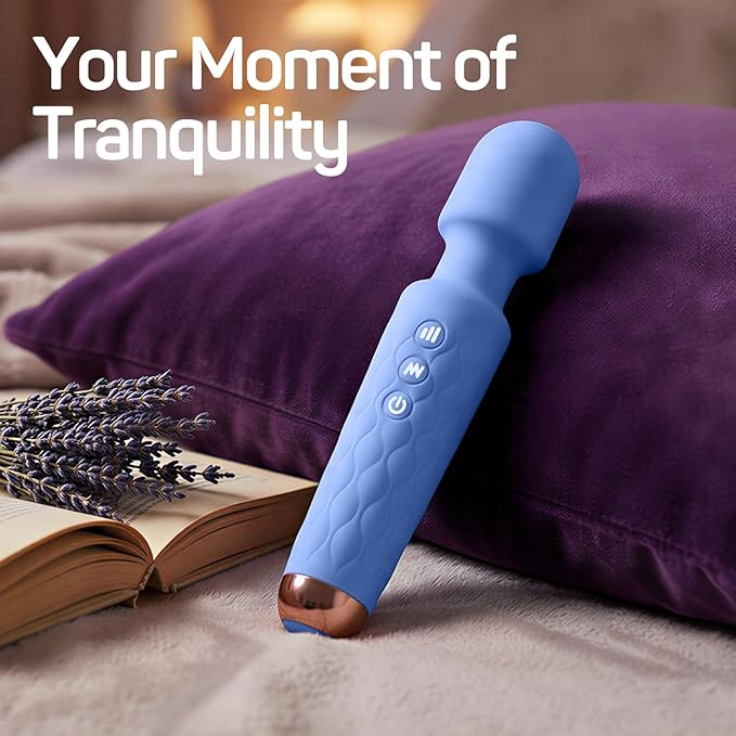 Rechargeable Personal Massager 8-Speed &amp 20-Mode Cordless Handheld Percussion Massager for Neck Back Shoulder Relaxation Quiet Handheld Body Massager with Ergonomic Design(Sky Blue)