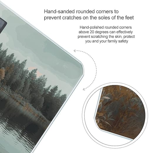 Boat Moored on Shore Weight Scale Digital Electronic Scales Bathroom Scale Larg LCD Backlight Display High Precision MeasurementsTempered Glass