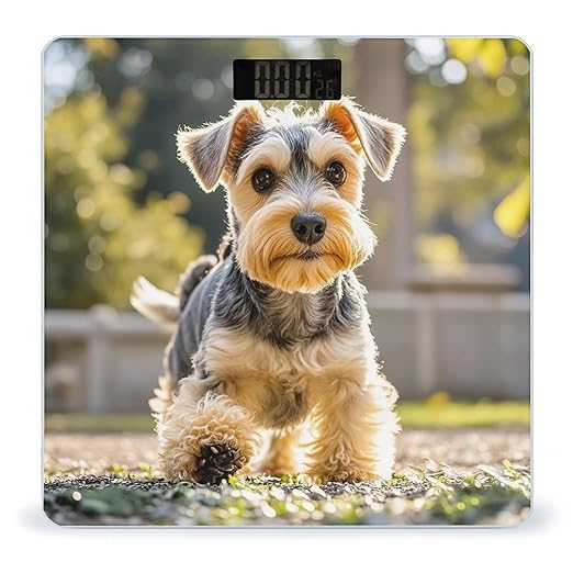 Digital Bathroom Scale for Body Weight Scale with Bright LCD Display High Accuracy Step-On Technology Auto On/Off Yorkie Puppy Digital Scales 400 Lbs /180kg