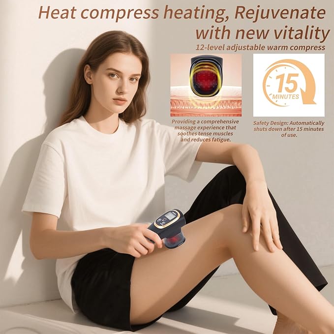 Meifuly Smart Cupping Therapy Massager 12 Levels of Suction Strength and Heat Control Portable Electric Cupping Device for Back Belly Waist Arms Legs