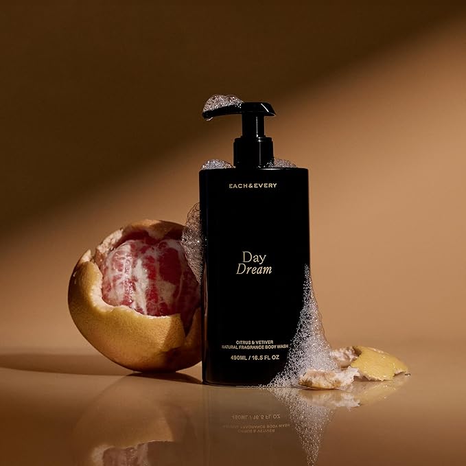 Each &amp Every Body Wash for Women and Men - Skin Feels Hydrated Smooth &amp Soft - Ceramides Lactic Acid AHA &amp Moringa Oil - 100% Natural Fragrance Shower Gel - Day Dream Citrus &amp Vetiv