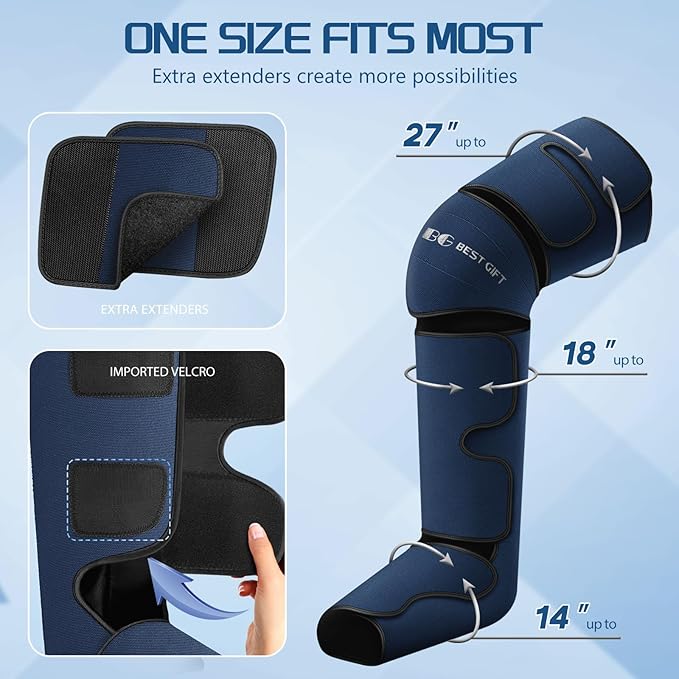 Gifts for Dad Mom Men Women Christmas Mothers Day Fathers Day Air Compression Massager with Heat for Foot Leg Calf Thigh Knee Helpful for Vericose Veins Muscle Fatigue Cramps Swelling Edema