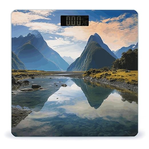 Fiordland National Park Digital Bathroom Scale for Body Weight Weighing Scale with Backlit LCD Display High Precision Measurements &amp Measures Weight Up to 180kg
