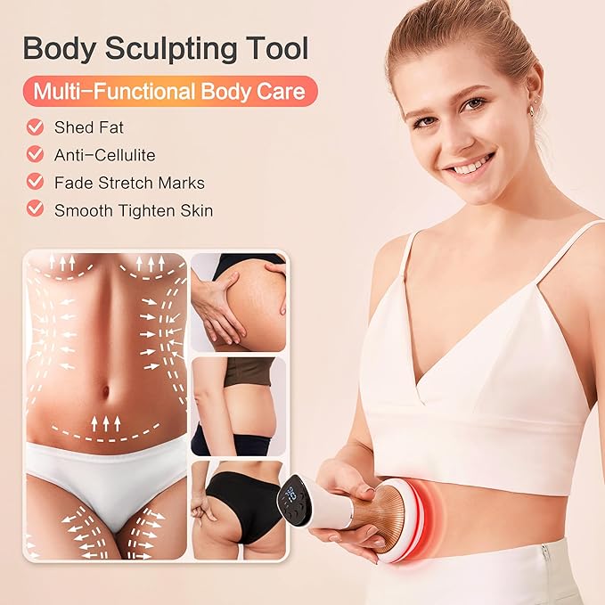 Lymphatic Massager for Lymphatic Drainage Massage &amp Anti Cellulite Massage Lymphatic Drainage Massager Tool 40 Intensity Heated-EMS-Vibration with Red Light Therapy