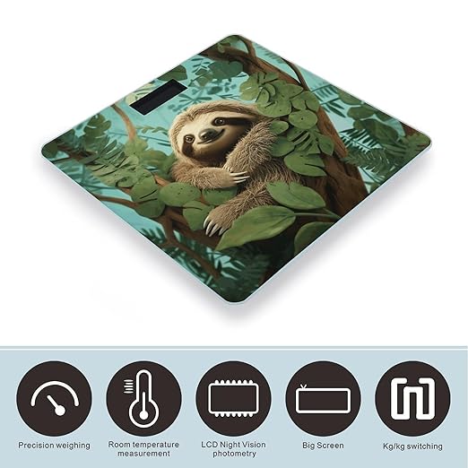 Hug Tree Sloth Digital Bathroom Scale for Body Weight Weighing Scale with Backlit LCD Display High Precision Measurements &amp Measures Weight Up to 180kg