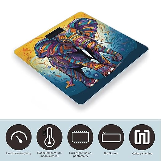 Colorful Elephant Bathroom Scale Weight Scale for Body WeightHighly Accurate Digital Weighing Machine Clear LED Display Digital Bathroom Body Scale 400lb/182kg