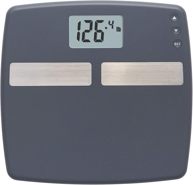 InstaTrack Digital Body Composition Bathroom Scale with User Recognition Technology Measures Body Fat Body Water Muscle Mass Athlete Modes Daily Calorie Estimator 400 lb Capacity Black