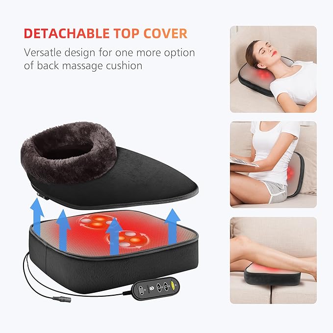 COMFIER Foot Warmer MassagerGifts for WomenMenShiatsu Foot Massager with Heat Electric Heating Pad for Back FeetBack Massager for Pain Relief(Black)