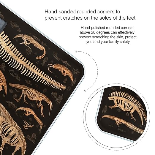 Dinosaur Skeleton Print Scale for Body Weight Digital Bathroom Scale Accurate Smart Weight Scales with Large Display Weighing Machine High Precision Scales