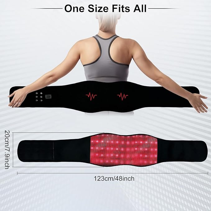 Zupora Red Light Therapy Belt for Pain ReliefCordless Heating Vibration Massage Belt for Back Abdomen USB Rechargeable Wearable Device for Muscle Relaxation