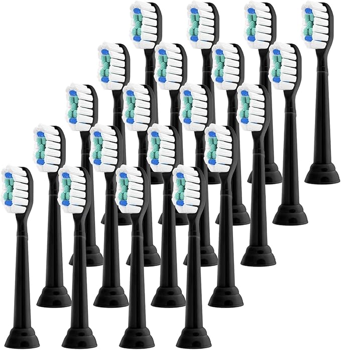Compatible for PhilipsElectric Toothbrush Replacement Toothbrush Heads Diamond Clean Brush Head for 4100 5300 6500(Black-20 Pcs)