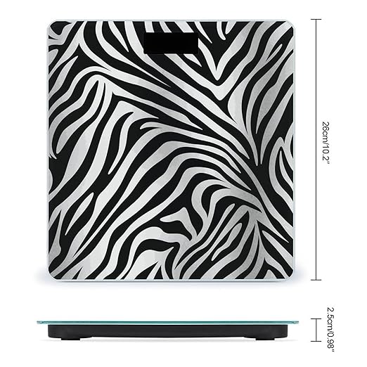 Zebra Print Bathroom Scale Weight Scale for Body WeightHighly Accurate Digital Weighing Machine Clear LED Display Digital Bathroom Body Scale 400lb/182kg