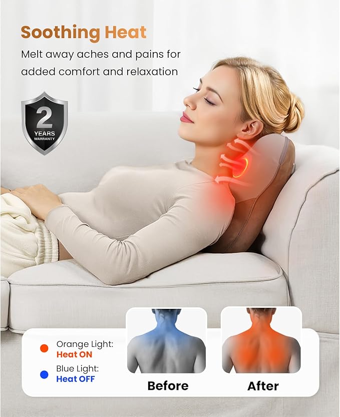 BOB AND BRAD Back Massager with Heat FSA Eligible EZBack Corded Back Massager for Pain Relief Deep Tissue Shiatsu Back Shoulder and Neck Massage Pillow Soothing Full-Body Relief for Women Men