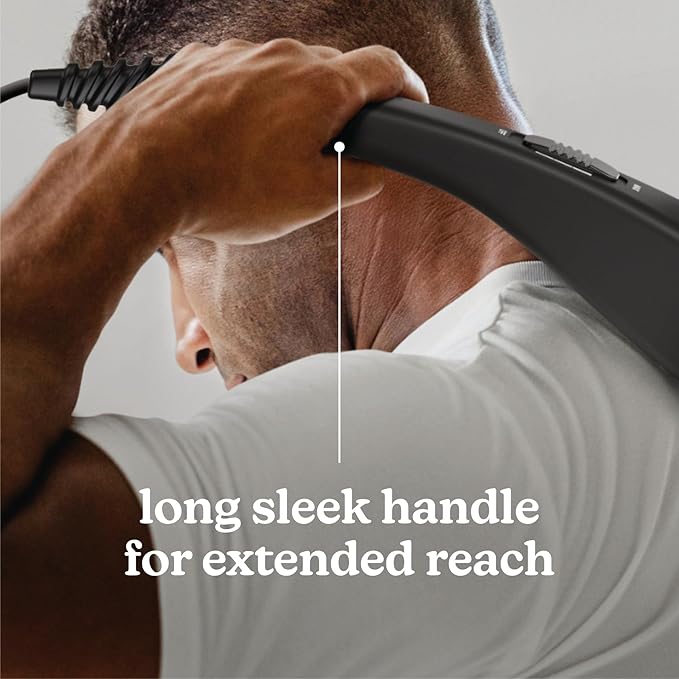 Homedics Deep Tissue Percussion Massager with 3 Speeds 5 Attachments and Long Handle for Hard-to-Reach Areas