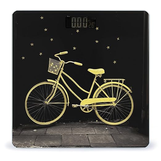 Yellow Bike Weight Scale Digital Electronic Scales Bathroom Scale Larg LCD Backlight Display High Precision MeasurementsTempered Glass