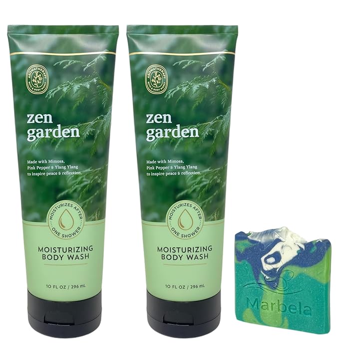 Bath &amp Body Works Aromatherapy Zen Garden 2 Moisturizing Body Washes with an Aloe Vera Sample Soap