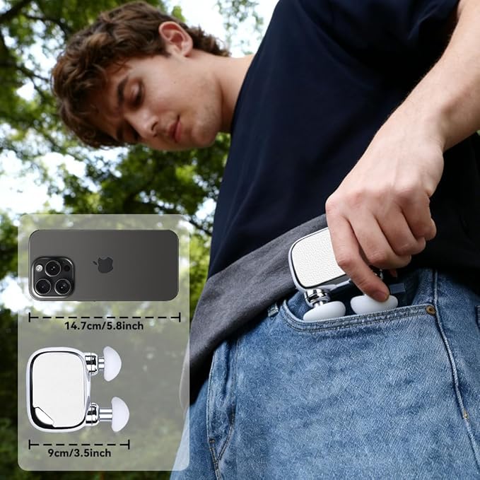 Mini Handheld Massager - Portable Electric Dual Head Massager for Neck Shoulder Back &amp Body Muscle Relief - Compact Personal Massage Device with Travel Pouch
