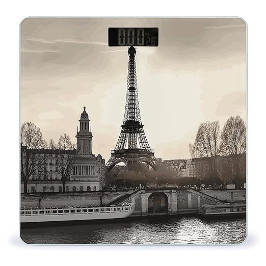 Travel Paris Bathroom Scale Ultra-Bright Liquid Crystal Screen Weight Scale Accurate Bathroom Body Scales for Body Weight Bathroom Pet Home Bedroom Gift-Giving