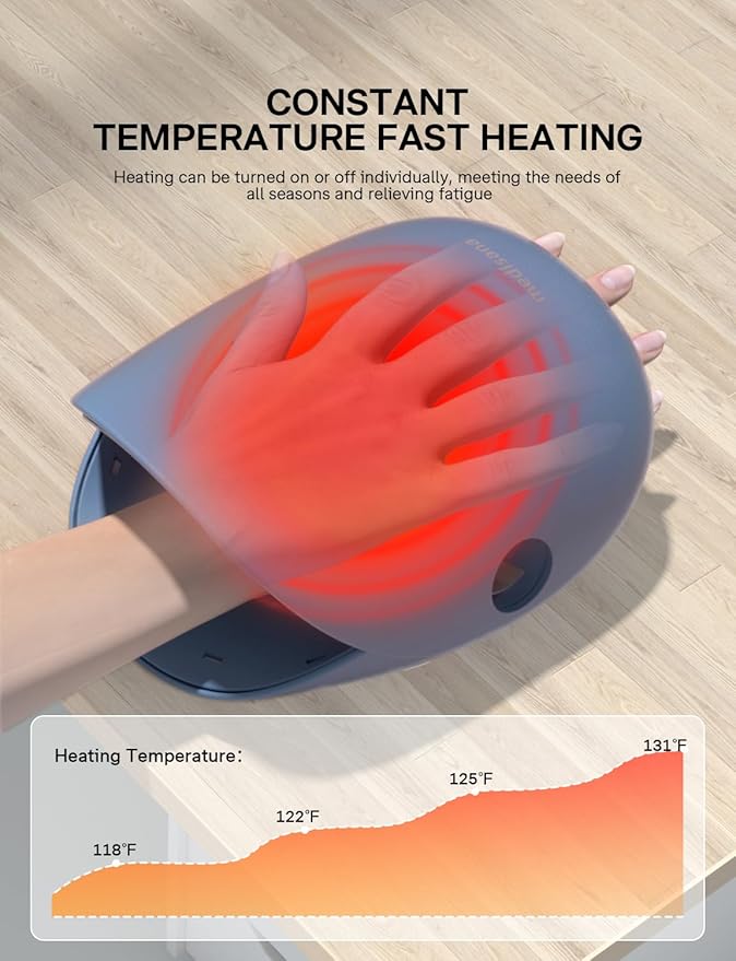 Medisana Hand Massager with Heat and Compression Cordless Hand Massager for Arthritis and Carpal Tunnel Relief Knuckle Stretching Massage Birthday Gifts for Men Women Dad Mom-Blue