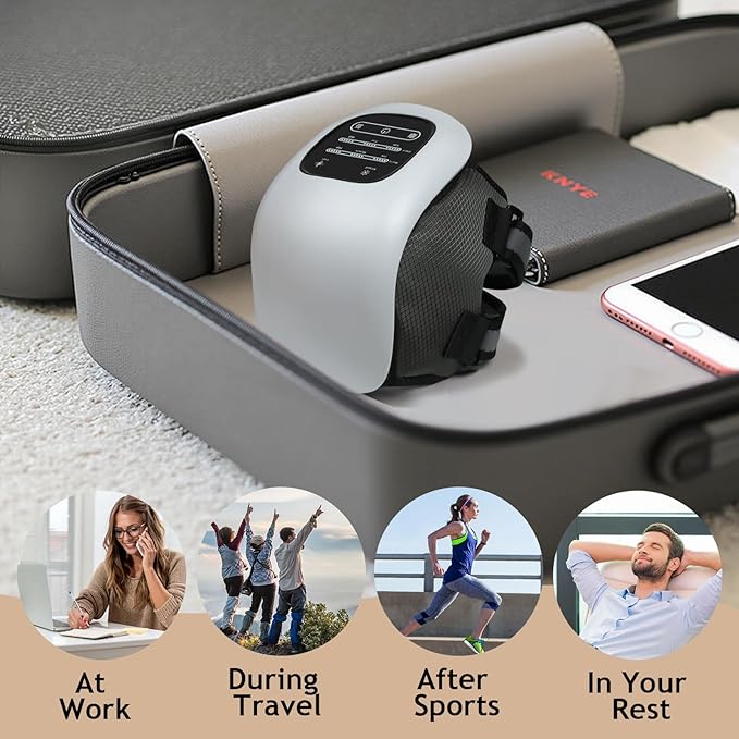 Knee Massager with Heat LED Screen and Vibration Cordless Knee Massager with Adjustable Straps and Timer