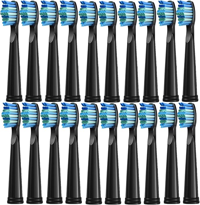 12/16/20PCS Electric Toothbrush HeadsCompatible for with D7/D8/FW507/FW508/FW551/917/959/Moderately Soft Bristles Brush(20pcs Black)