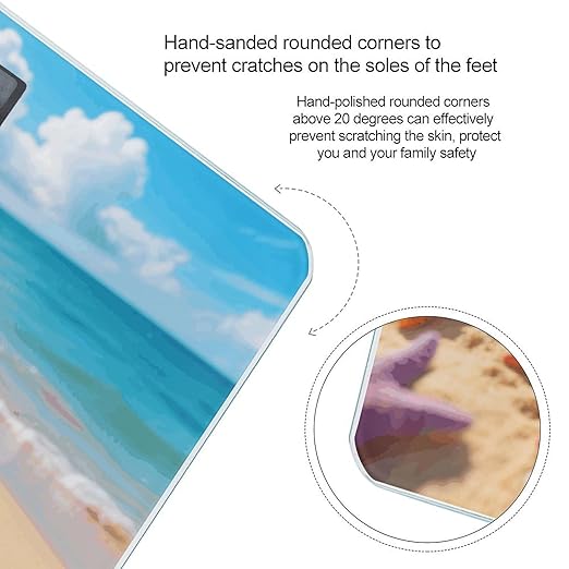 Starfish and Sand Scale for Body Weight Sturdy Tempered Glass Weighing Scales with LCD Display Accurate Digital Bathroom Scale Convenient Body Fat Smart Scales Easy Read