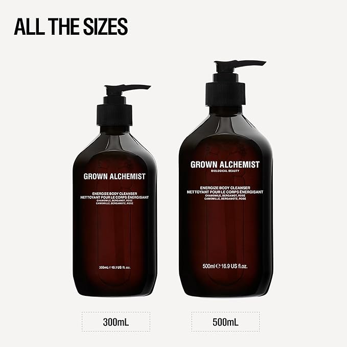 Grown Alchemist Energize Body Cleanser Chamomile Bergamot &amp Rose Gentle Bodywash. Hydrates and Cleanses Skin (300 ml).