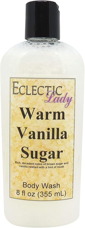 Eclectic Lady Liquid Pearl Body Wash - Warm Vanilla Sugar Scent 3-in-1 Use For Bubble Bath Hand Soap &amp Body Wash Phthalate-Free Warm Vanilla Sugar Fragrance Handcrafted in USA (8 oz)