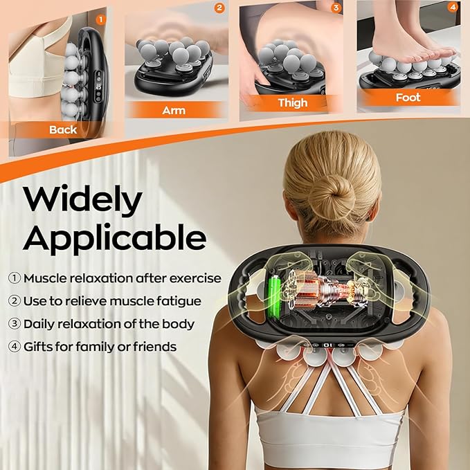 20-Head Massage Gun Deep Tissue 9 Modes &amp 9 Intensity Levels Body Percussion Muscle Massager Quiet Electric Handheld Massage Tools for Neck Back Shoulder Waist Leg Feet Daily Relaxation