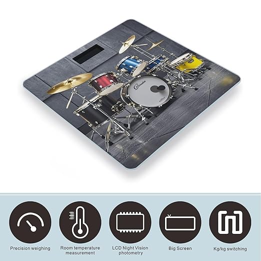 Cool Drum Set Scale for Body Weight Highly Accurate Digital Bathroom Body Scale Digital Bathroom Scales for People Anti-Slip Large LCD Display Smart Scales