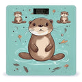 Cartoon Cute Otter Scale for Body Weight Safe Rounded Corners Tempered Glass Digital Bathroom Scale LED Display 400lb Capacity Weight Scales with High Precision Sensors