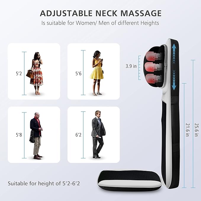 Snailax Neck and Back Massager with Heat Shiatsu Back Massager for Back Pain KneadingRolling Massage Seat CushionFull Body Massage Chair PadSeat Massager for ChairIdeal Gifts