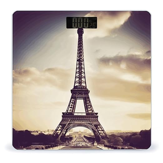 Eiffel Tower Love Paris Scale for Body Weight Sturdy Tempered Glass Weighing Scales with LCD Display Accurate Digital Bathroom Scale Convenient Body Fat Smart Scales 400lb