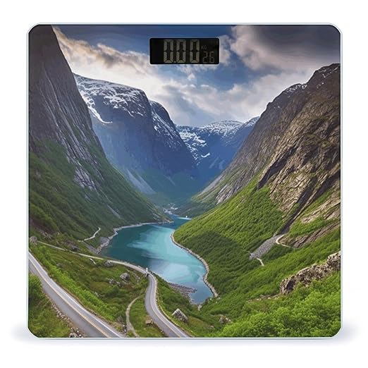 Norwegian Fjords Weight Scale for Body Weight Digital Bathroom Scale High Capacity Accurate Digital Weighing Scales and Easy-to-Read on Backlit LCD Display Scales