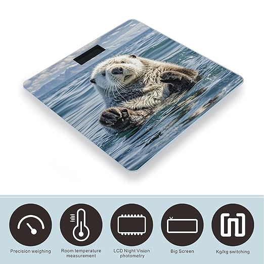 Sea Otter Smart Scale for Body Weight Accurate Bathroom Scale with LED Display Digital Weight Scales Weighing Machine High Precision Scales for Bath Home