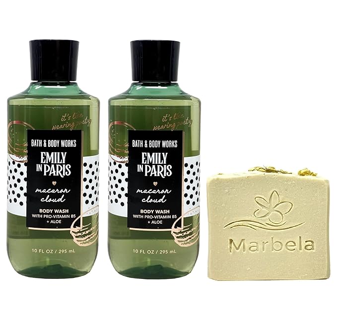 Bath &amp Body Works Emily In Paris - Macaron Cloud 2 Pack Body Wash Bundle with a Wild Jasmine Bar Soap - Full Size