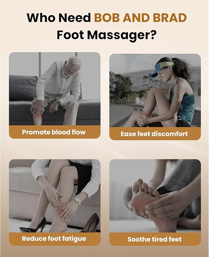 BOB AND BRAD Foot Massager Machine with Heat and Remote Fits up to Size 14 FSA Eligible HSA Shiatsu Deep Kneading Foot Massager for Plantar Fasciitis and Neuropathy