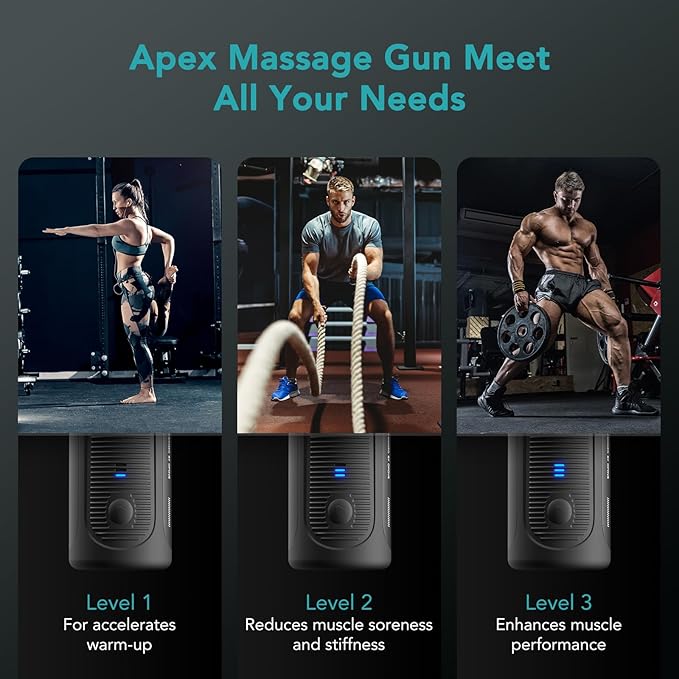 Opove Apex Massage Gun Deep Tissue 14.5mm Percussion Fascia Muscle Massager for Athletes Workout Pain Relief Recovery Relaxation Professional Therapist Choice Ergonomic for Effortless to Use