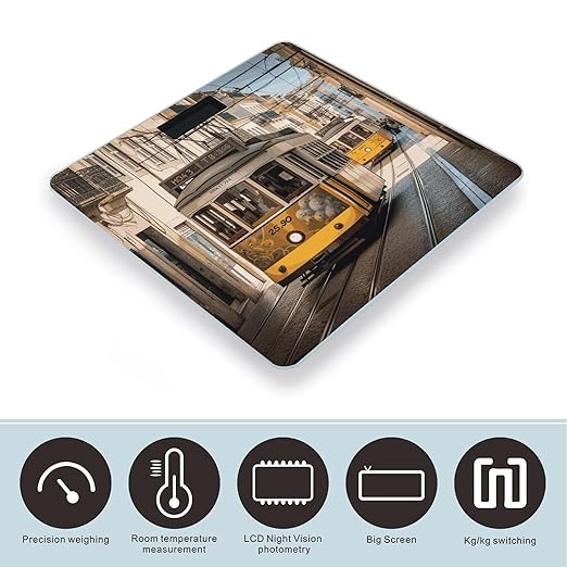 Lisbon Tram Smart Scale for Body Weight Accurate Bathroom Scale with LED Display Digital Weight Scales Weighing Machine High Precision Scales for Bath Home