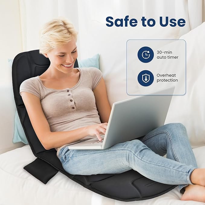 COMFIER Full Body Massage Mat Pad Heating Vibrating Massage Chair Pad with 10 Vibration Motors 5 Massage Modes and Auto Shut Off Gift for Men Women