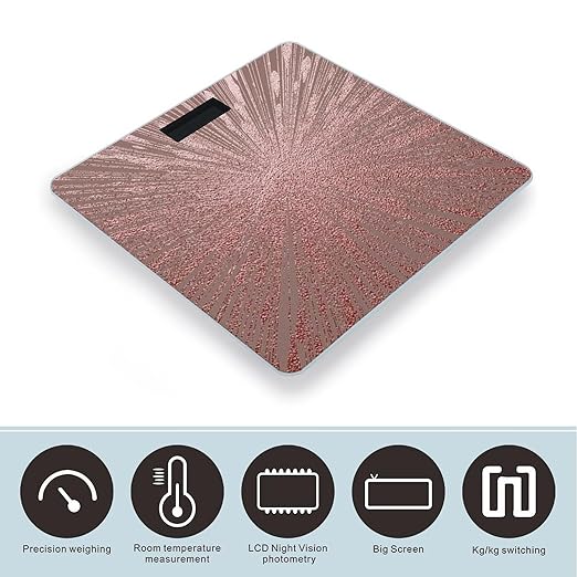 Rose Gold Pink Scale for Body Weight Digital Bathroom Scale Precision Smart Weighing Scales with Clear LED Display Accurate High Precision Scales Weighing Machine