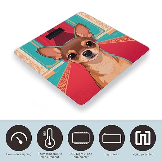 Chihuahua Weight Scale Cute Bathroom Scale for Body Highly Accurate Digital Weighing Machine for People Compact LCD Display Scales with Sturdy Toughened Glass Scales