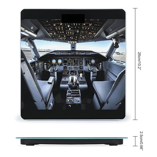 Airplane Cockpit Scale for Body Weight High Precision Digital Weight Scales with LCD Display Anti-Slip Sturdy Slim Tempered Glass Bathroom Scale for Home Use