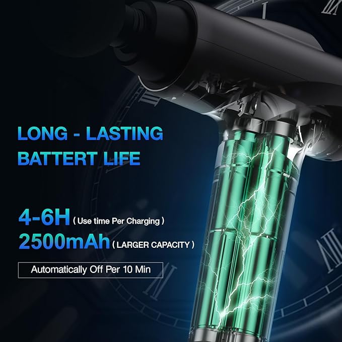 Massage Gun Deep Tissue Handheld Electric Muscle Massager High Intensity Percussion Massage Device for Pain Relief with 9 Attachments &amp 30 Speed(Grey)