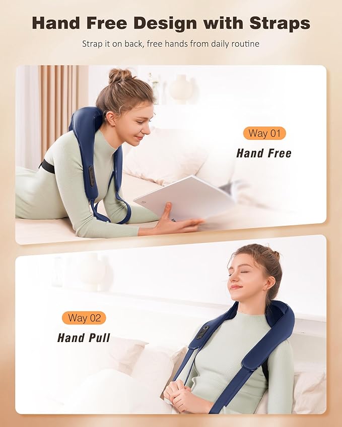 Neck and Shoulder Massager with Heat Cordless Back and Neck Massager for Pain Relief Upgraded Graphene Heating 4D Shiatsu Deep Kneading for Shoulder Back &amp Leg Portable Gift for Dad Mom &amp