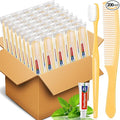 NICEMOVIC 200 Pack Disposable Toothbrushes Bulk with Toothpaste and Comb Travel Size Toothpaste Set Homeless Care Package Supplies Bulk for Individually Wrapped Disposable Travel Hotel Charity Yellow